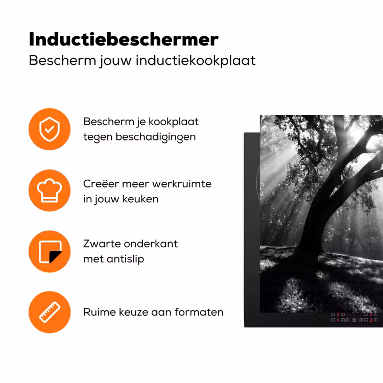 Mens - Hond - Natuur - Zwart-wit - Silhouet Inductie beschermer vinyl 3mm klein -zzzzzzz-td-ups