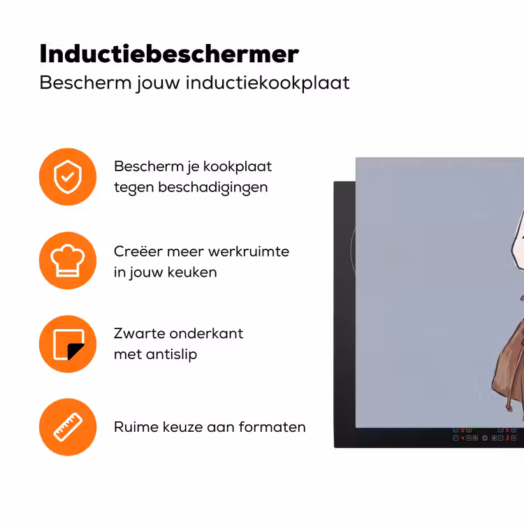 Mensen - Boodschappen - Stadsleven - Modern - Kleurrijk Inductie beschermer vinyl 3mm klein -zzzzzzz-td-ups