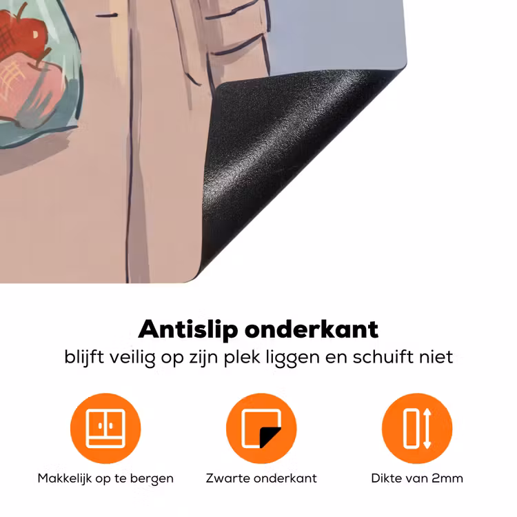 Mensen - Boodschappen - Stadsleven - Modern - Kleurrijk Inductie beschermer vinyl 3mm klein -zzzzzzz-td-onderkant