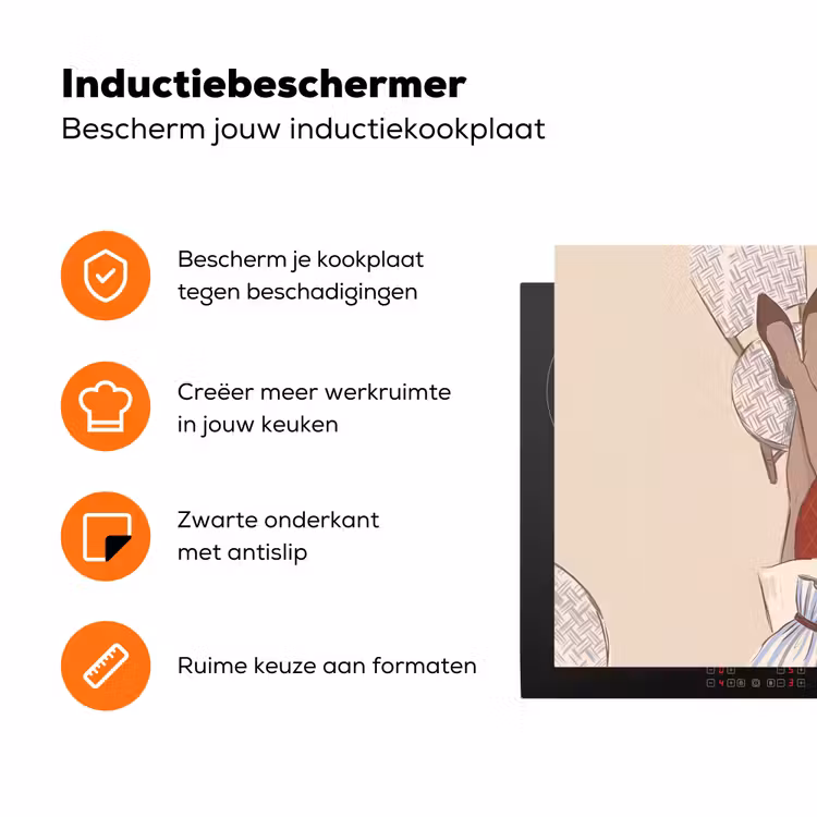 Mensen - Cafe - Koffie - Stadsleven - Modern Inductie beschermer vinyl 3mm klein -zzzzzzz-td-ups