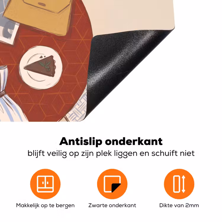Mensen - Cafe - Koffie - Stadsleven - Modern Inductie beschermer vinyl 3mm klein -zzzzzzz-td-onderkant
