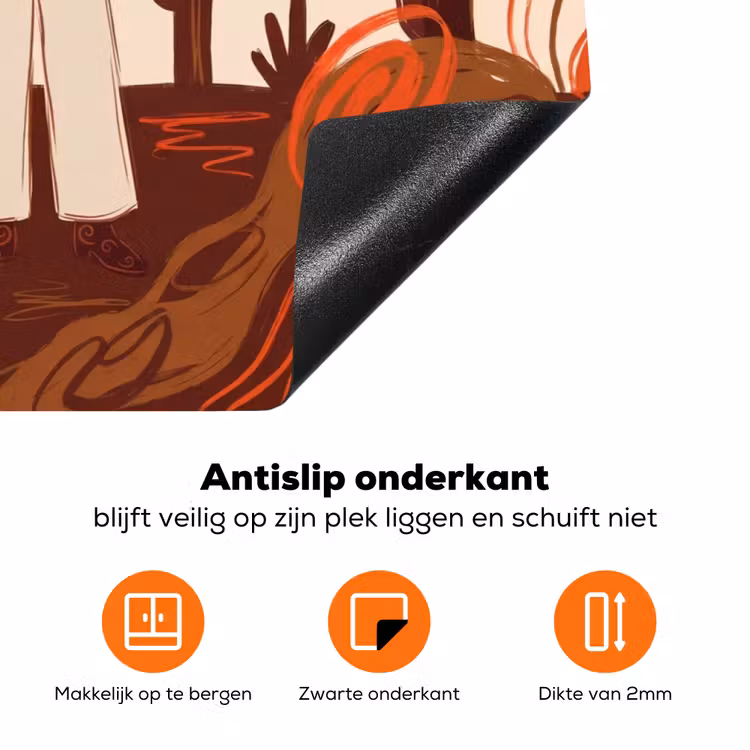 Mensen - Cowboykleding - Westerse stijl - Illustratie - Bruin Inductie beschermer vinyl 3mm klein -zzzzzzz-td-onderkant