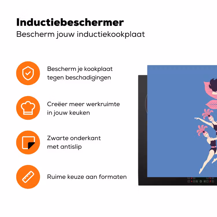 Mensen - Dans - Motor - Retro - Roze Inductie beschermer vinyl 3mm klein -zzzzzzz-td-ups