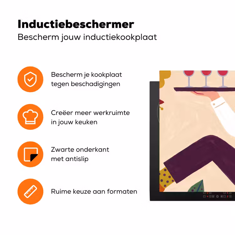 Mensen - Dienblad - Eten - Modern - Kleurrijk Inductie beschermer vinyl 3mm klein -zzzzzzz-td-ups