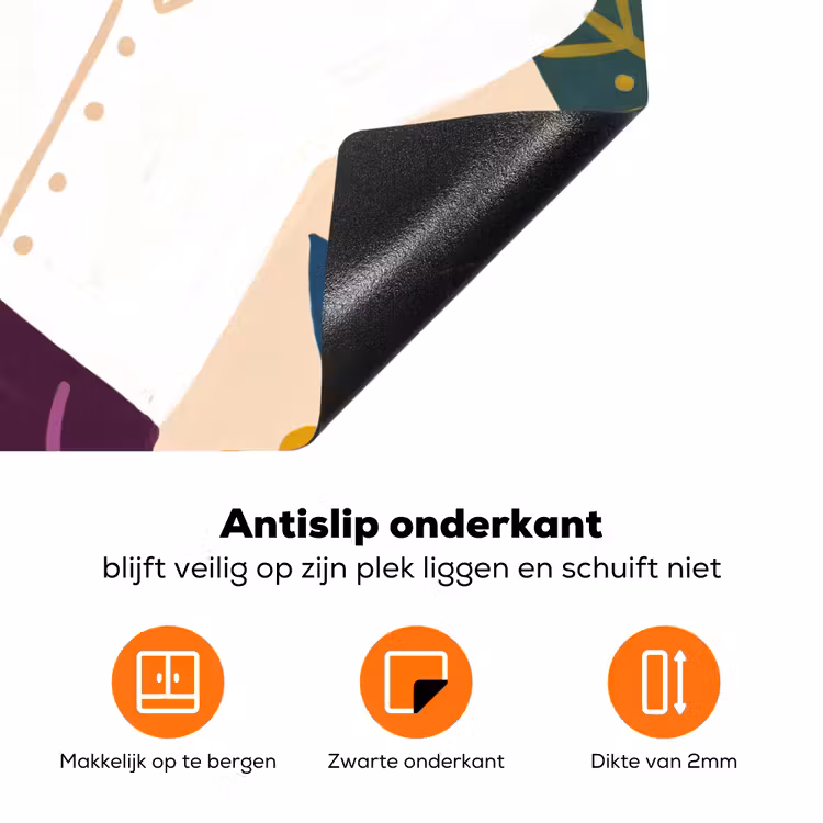Mensen - Dienblad - Eten - Modern - Kleurrijk Inductie beschermer vinyl 3mm klein -zzzzzzz-td-onderkant