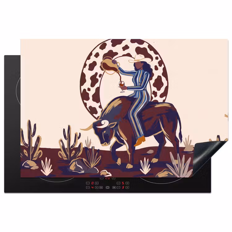 Mensen - Dieren - Cowboy - Abstract - Kleurrijk Inductie beschermer vinyl 3mm klein -3d