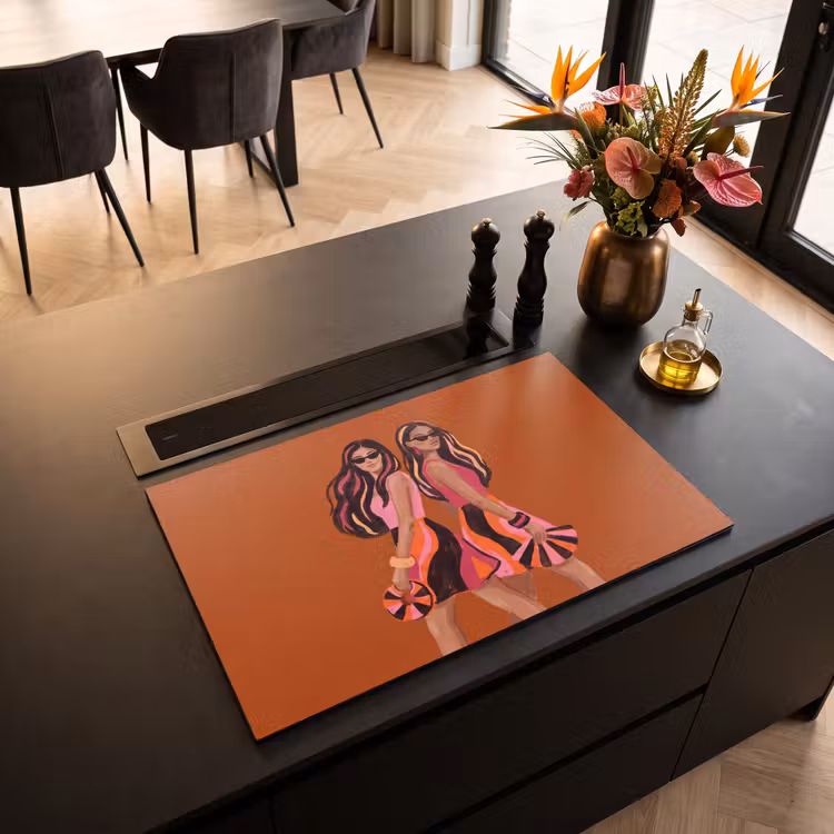 Mensen - Duo - Mode - Illustratie - Kleurrijk Inductie beschermer vinyl 3mm klein -sfeer5