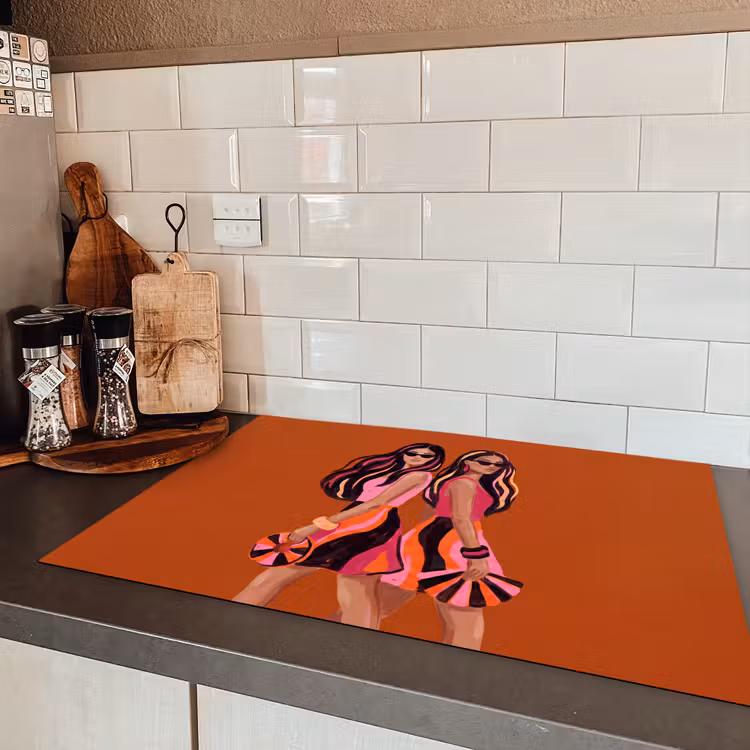 Mensen - Duo - Mode - Illustratie - Kleurrijk Inductie beschermer vinyl 3mm klein -sfeer3