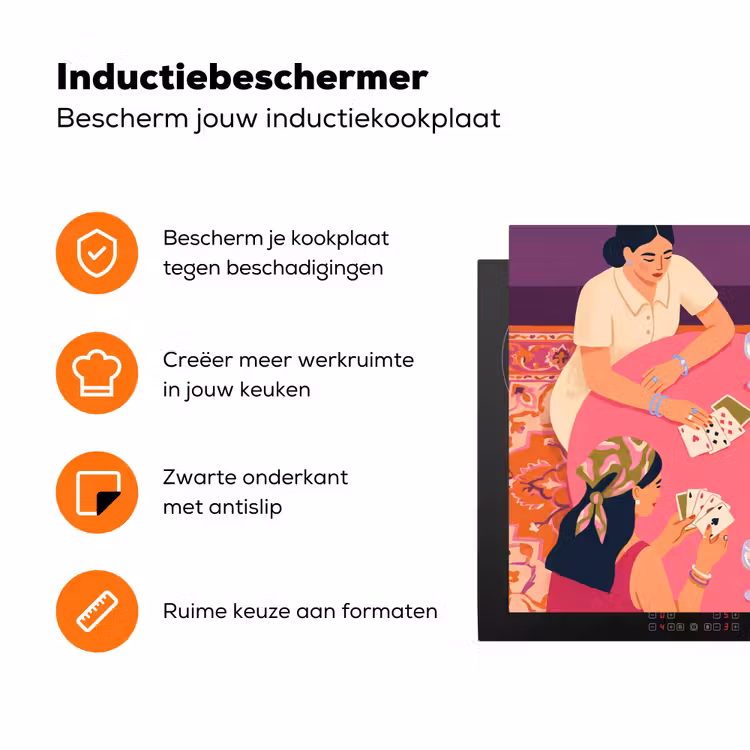 Mensen - Kaartspel - Interieur - Modern - Kleurrijk Inductie beschermer vinyl 3mm klein -zzzzzzz-td-ups