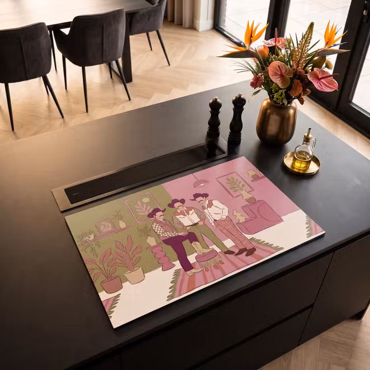 Mensen - Mannen - Hoeden - Retro - Interieur Inductie beschermer vinyl 3mm klein -sfeer5