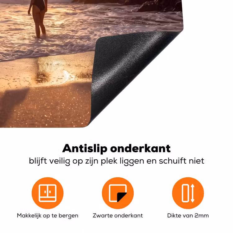 Mensen - Oceaan - Zonsondergang - Kust - Goud Inductie beschermer vinyl 3mm klein -zzzzzzz-td-onderkant