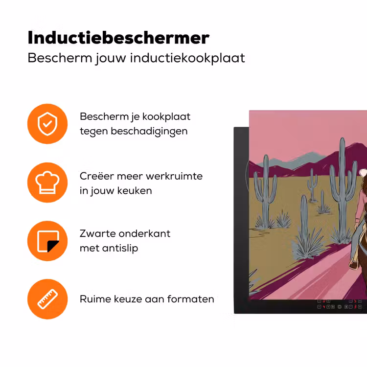Mensen - Paard - Woestijn - Abstract - Roze Inductie beschermer vinyl 3mm klein -zzzzzzz-td-ups