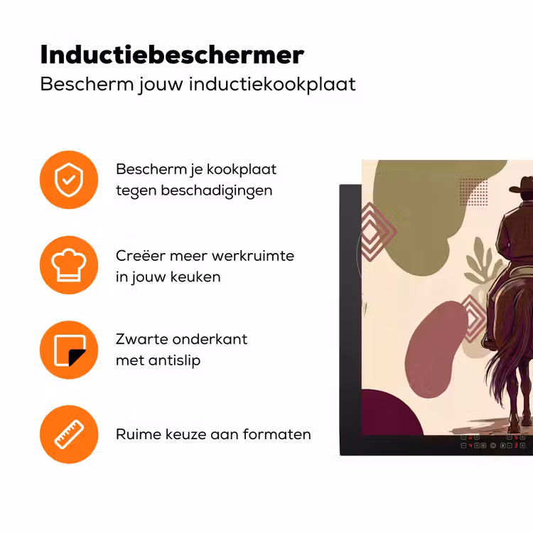 Mensen - Ruiters - Western - Illustratie - Bruin Inductie beschermer vinyl 3mm klein -zzzzzzz-td-ups