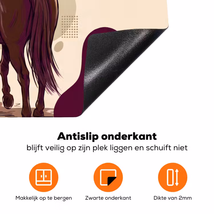 Mensen - Ruiters - Western - Illustratie - Bruin Inductie beschermer vinyl 3mm klein -zzzzzzz-td-onderkant