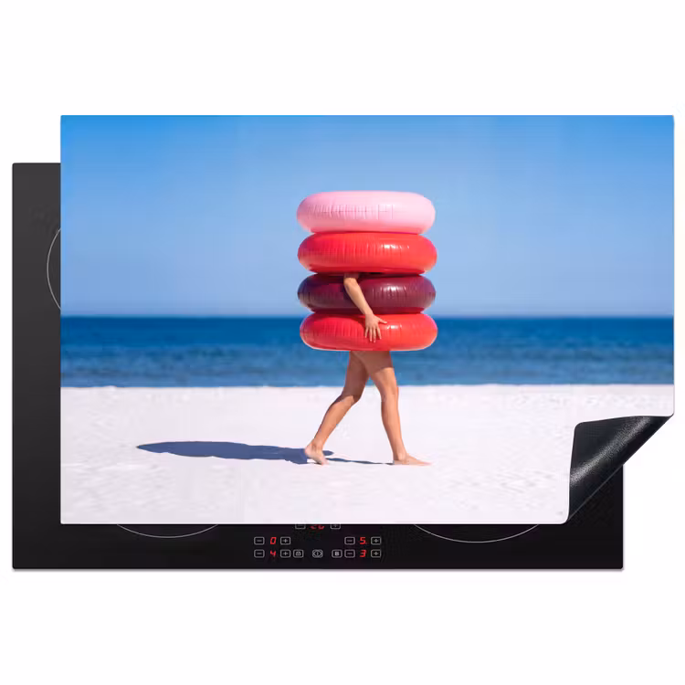 Mensen - Strand - Zomer - Recreatie - Kleurrijk Inductie beschermer vinyl 3mm klein -3d