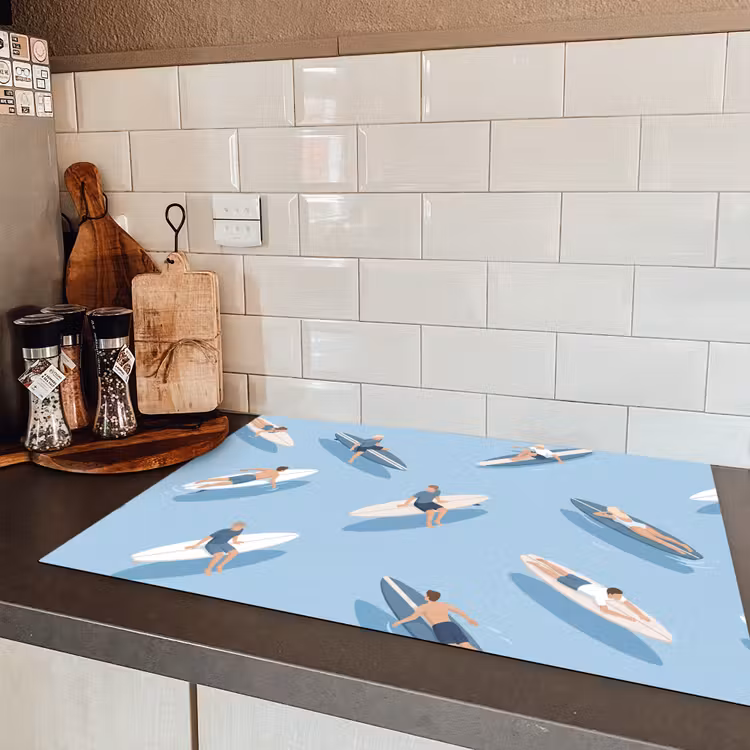 Mensen - Surfen - Water - Zomer - Illustratie Inductie beschermer vinyl 3mm klein -sfeer3