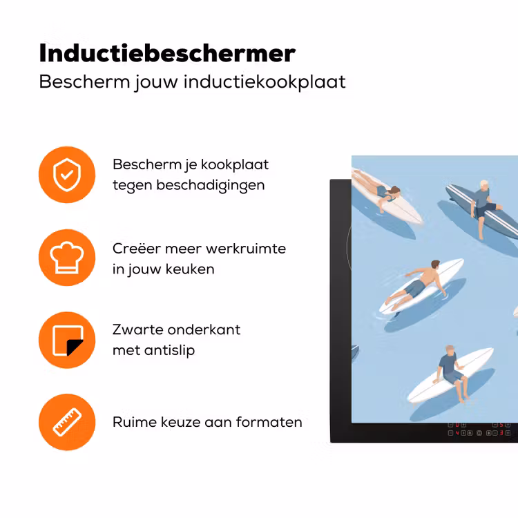 Mensen - Surfen - Water - Zomer - Illustratie Inductie beschermer vinyl 3mm klein -zzzzzzz-td-ups