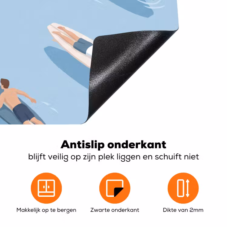 Mensen - Surfen - Water - Zomer - Illustratie Inductie beschermer vinyl 3mm klein -zzzzzzz-td-onderkant
