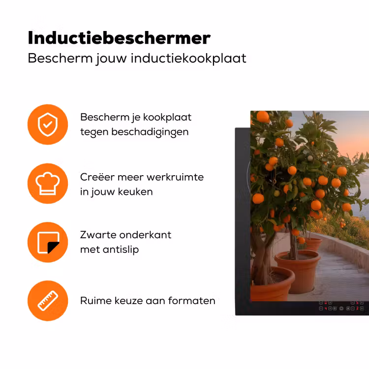 Middelandse zee - Sinaasappel - Heuvels - Zee Inductie beschermer vinyl 3mm klein -zzzzzzz-td-ups