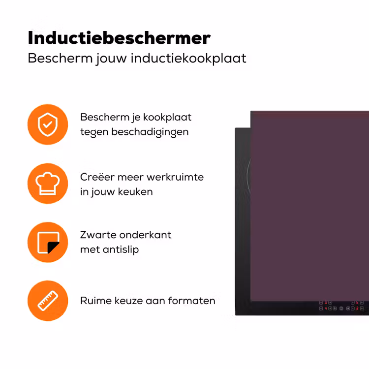 Midnight - Plum - Paars Inductie beschermer vinyl 3mm klein 276 -zzzzzzz-td-ups