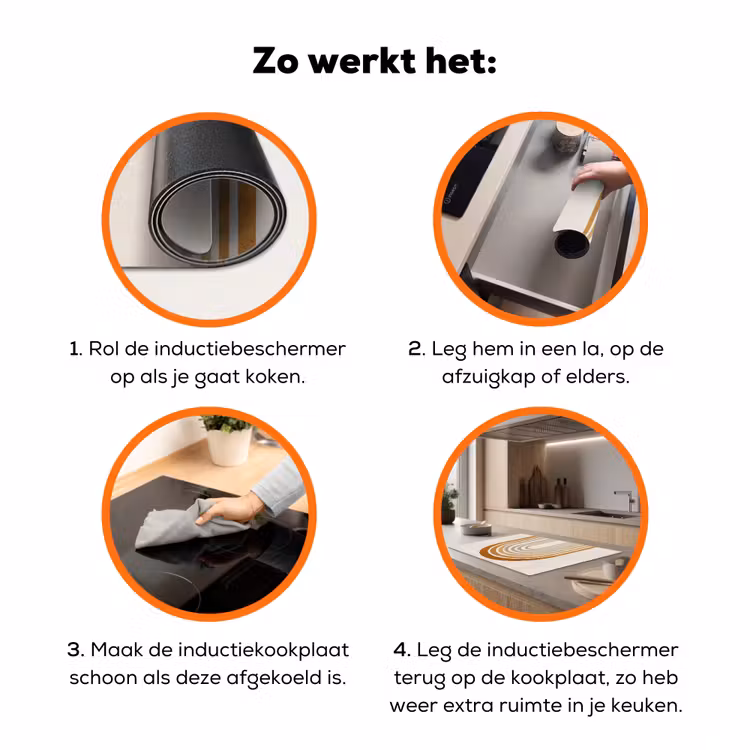 Minimalistisch - Boog - Lijnen - Beige Inductie beschermer vinyl 3mm klein -zzzzzzz-td-werking