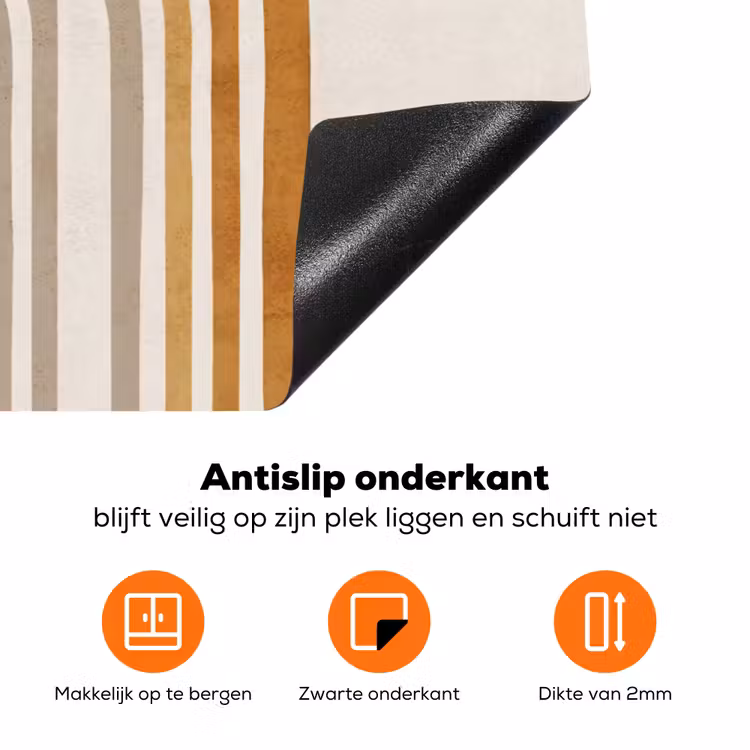 Minimalistisch - Boog - Lijnen - Beige Inductie beschermer vinyl 3mm klein -zzzzzzz-td-onderkant