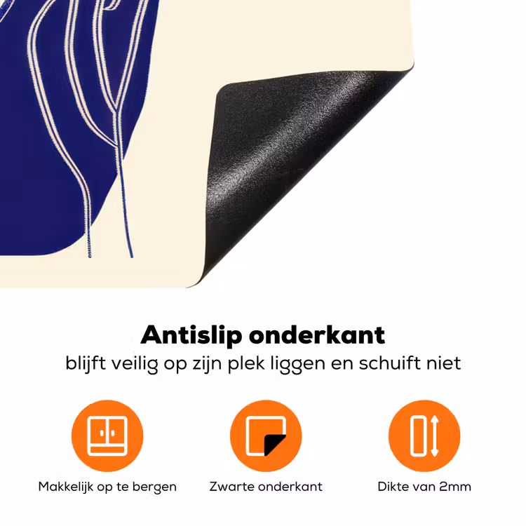 Minimalistisch - Gezicht - Hand - Oranje - Blauw Inductie beschermer vinyl 3mm klein -zzzzzzz-td-onderkant