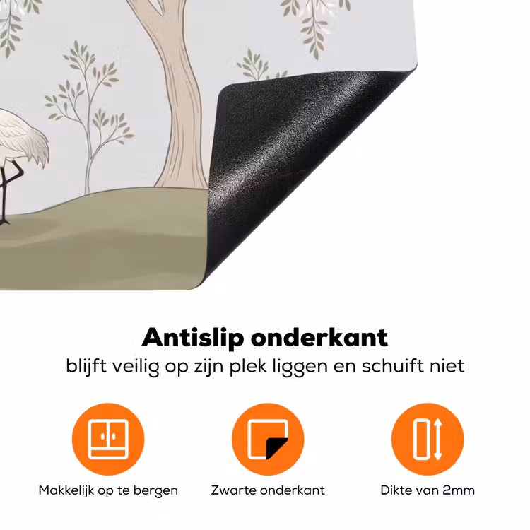 Minimalistisch - Kraanvogels - Blauw Inductie beschermer vinyl 3mm klein -zzzzzzz-td-onderkant