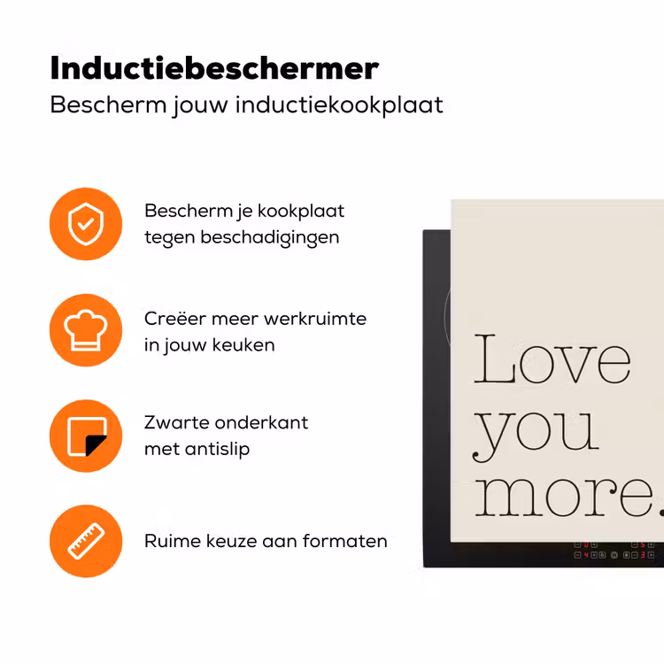 Minimalistisch - Love - Beige Inductie beschermer vinyl 3mm klein -zzzzzzz-td-ups