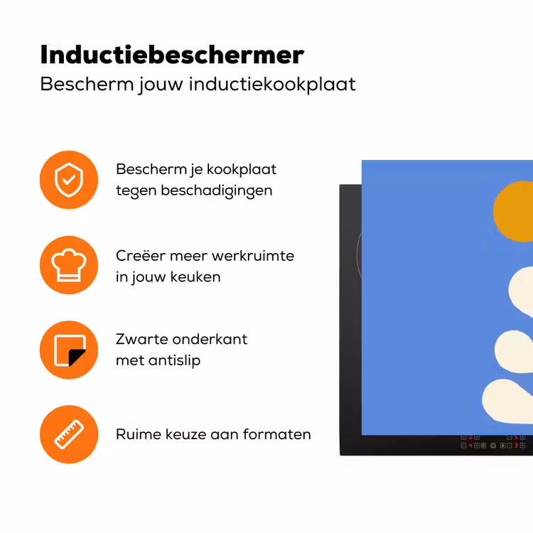 Minimalistisch - Organisch patroon - Blauw Inductie beschermer vinyl 3mm klein -zzzzzzz-td-ups