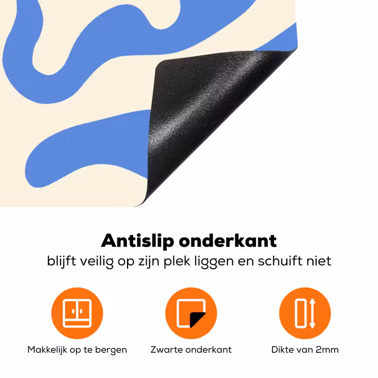 Minimalistisch - Organisch patroon - Blauw Inductie beschermer vinyl 3mm klein -zzzzzzz-td-onderkant