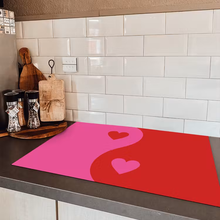 Minimalistisch - Rood - Roze - Hartjes Inductie beschermer vinyl 3mm klein -sfeer3