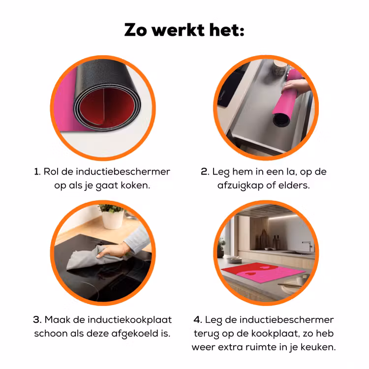 Minimalistisch - Rood - Roze - Hartjes Inductie beschermer vinyl 3mm klein -zzzzzzz-td-werking