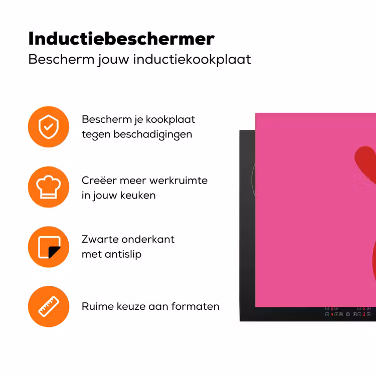 Minimalistisch - Rood - Roze - Hartjes Inductie beschermer vinyl 3mm klein -zzzzzzz-td-ups