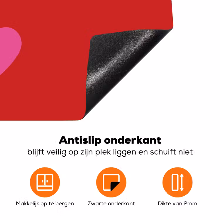 Minimalistisch - Rood - Roze - Hartjes Inductie beschermer vinyl 3mm klein -zzzzzzz-td-onderkant