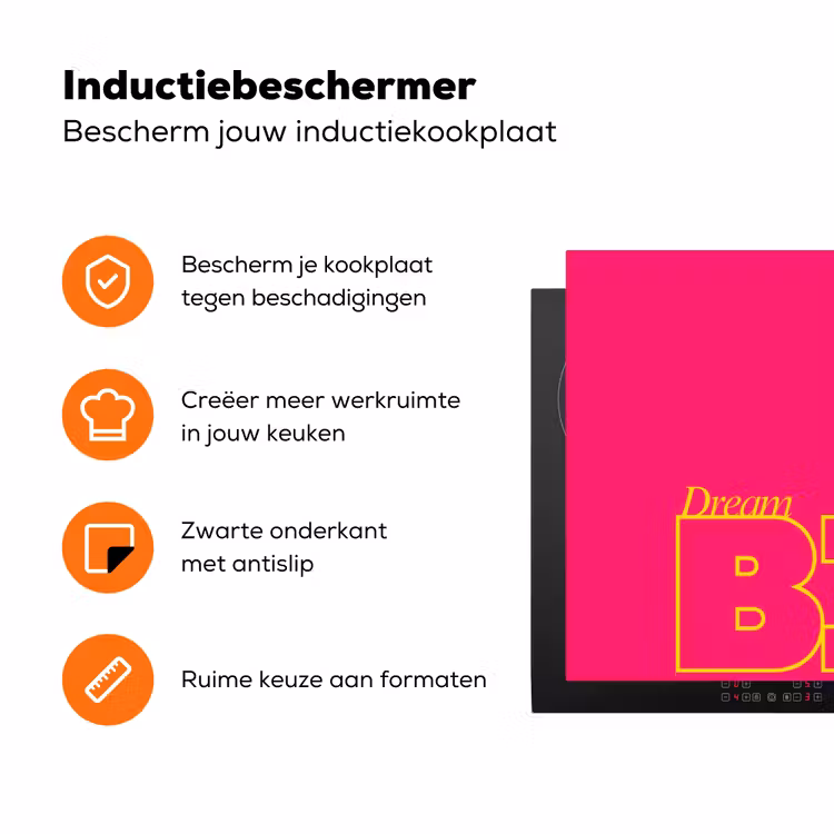Minimalistisch - Roze - Dream big - Grafisch Inductie beschermer vinyl 3mm klein -zzzzzzz-td-ups