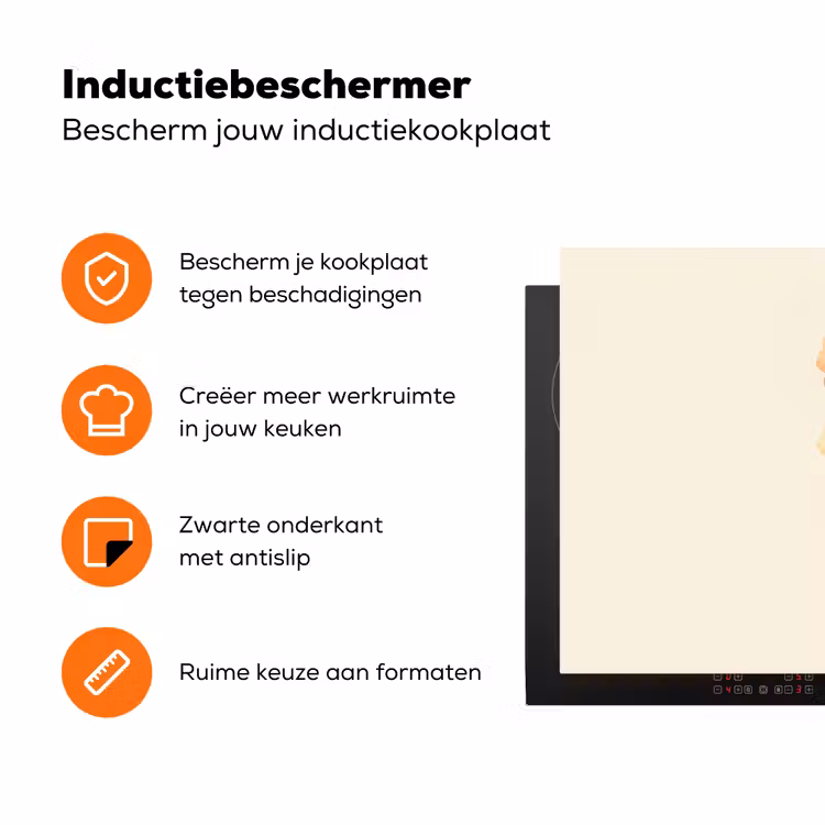 Minimalistisch - Schepijs - Hoorntje - Beige Inductie beschermer vinyl 3mm klein -zzzzzzz-td-ups