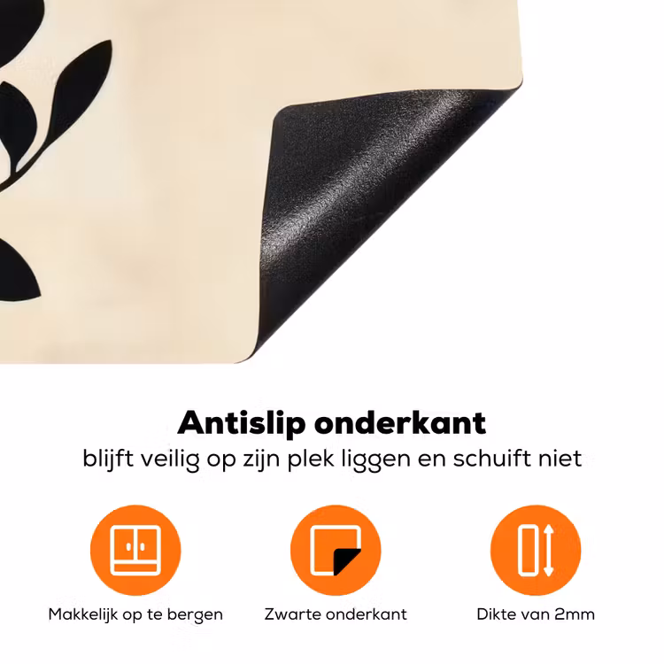 Minimalistisch - Tak - Bladeren - Zwart Inductie beschermer vinyl 3mm klein -zzzzzzz-td-onderkant