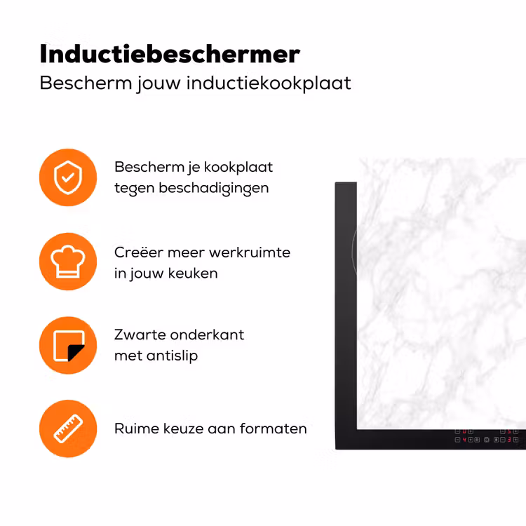 Minimalistisch - Wit - Grijze aders Inductie beschermer vinyl 3mm klein 276 -zzzzzzz-td-ups