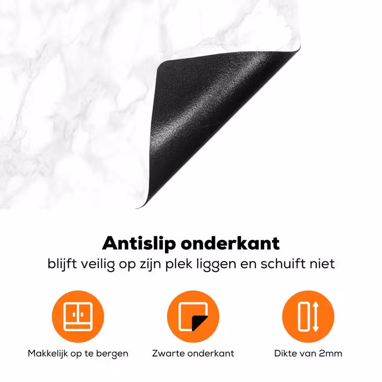 Minimalistisch - Wit - Grijze aders Inductie beschermer vinyl 3mm klein 276 -zzzzzzz-td-onderkant