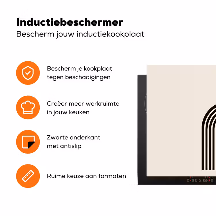 Minimalistisch - Zwarte boog - Gouden cirkel Inductie beschermer vinyl 3mm klein -zzzzzzz-td-ups