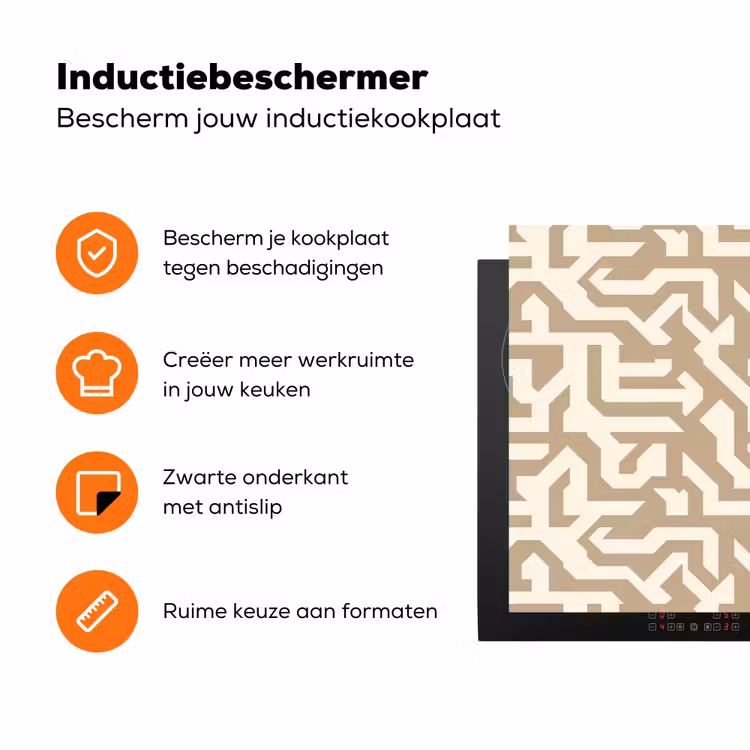 Modern - Abstract - Beige Inductie beschermer vinyl 3mm klein 276 -zzzzzzz-td-ups