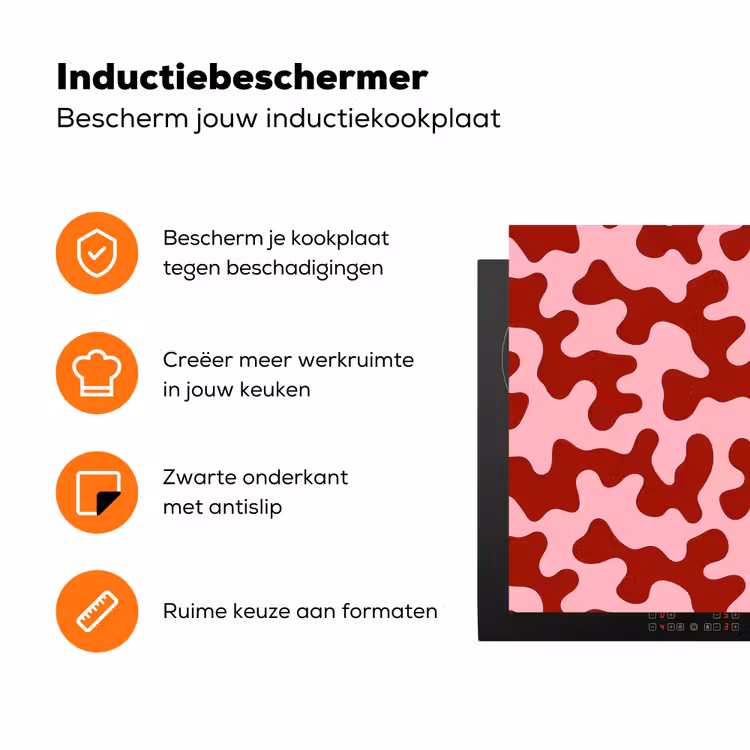 Modern - Abstract - Rood Inductie beschermer vinyl 3mm klein 276 -zzzzzzz-td-ups