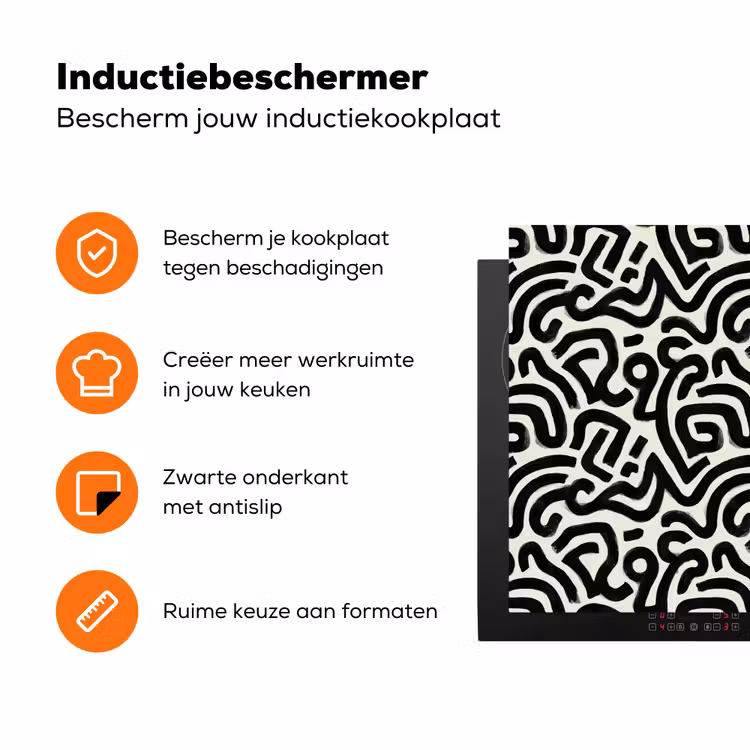 Modern - Abstract - Zwart Inductie beschermer vinyl 3mm klein 276 -zzzzzzz-td-ups