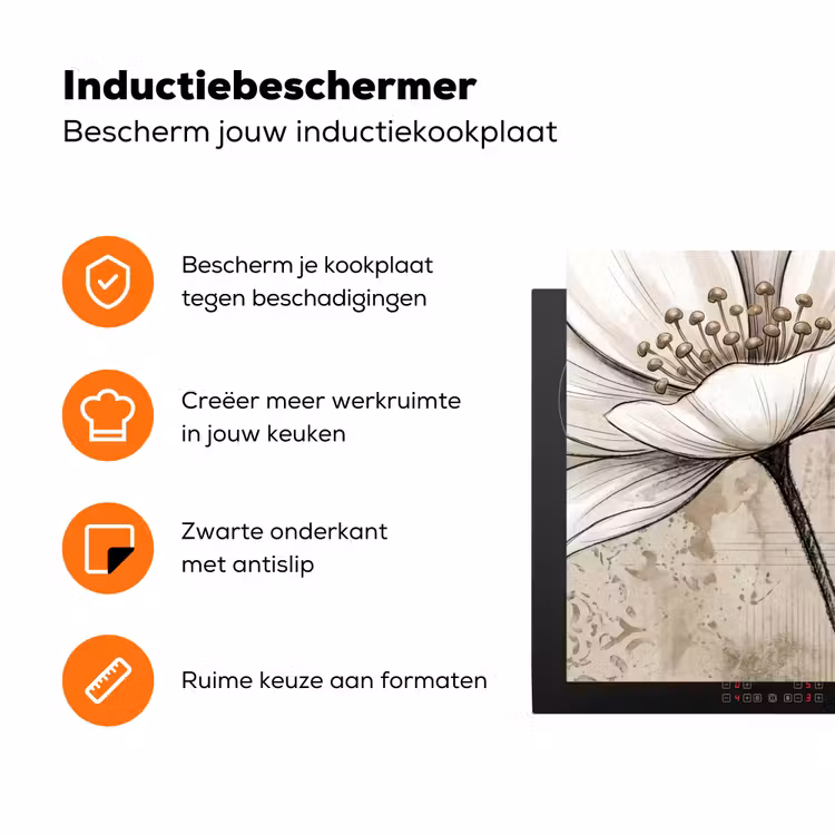 Modern - Design - Wit Inductie beschermer vinyl 3mm klein -zzzzzzz-td-ups