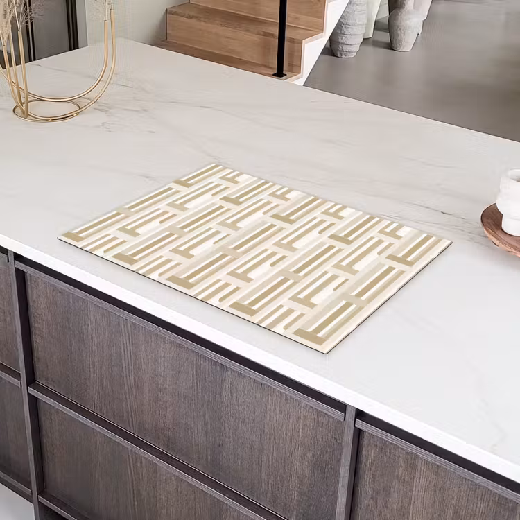 Modern - Geometrisch - Beige Inductie beschermer vinyl 3mm klein 276 -sfeer8