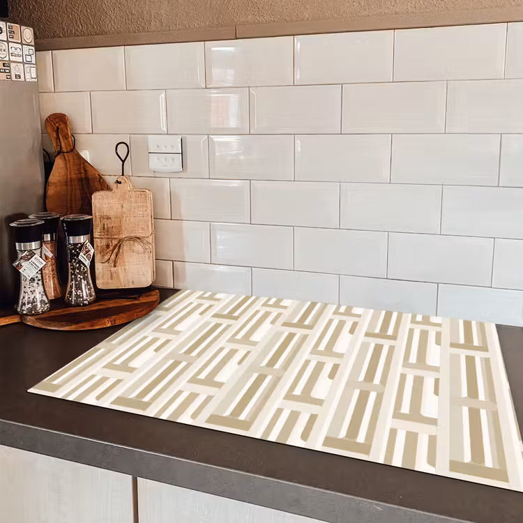 Modern - Geometrisch - Beige Inductie beschermer vinyl 3mm klein 276 -sfeer3