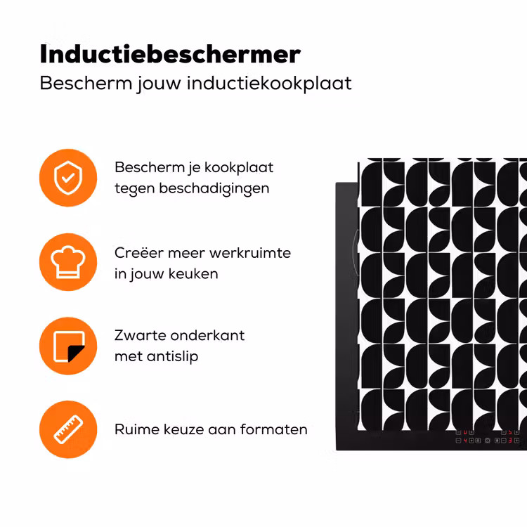 Modern - Geometrisch - Zwart Inductie beschermer vinyl 3mm klein 276 -zzzzzzz-td-ups