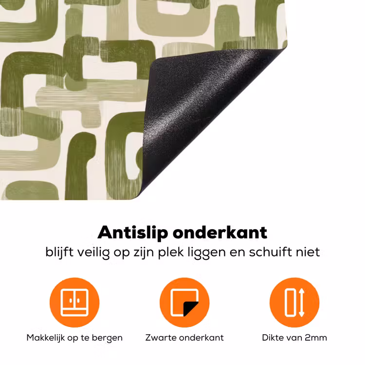 Modern - Grafisch - Groen Inductie beschermer vinyl 3mm klein 276 -zzzzzzz-td-onderkant