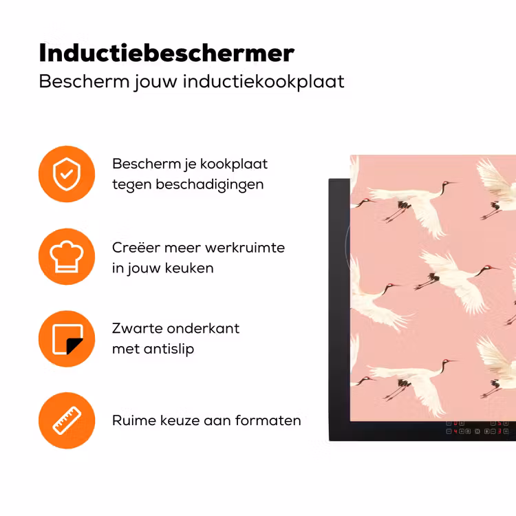 Modern - Kraanvogels - Roze Inductie beschermer vinyl 3mm klein 276 -zzzzzzz-td-ups